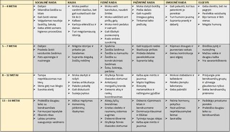 Vaikų raidos pasiekimų schema