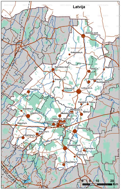 Žemėlapis su Pakruojo rajono, Rozalimo seniūnijos ir Žvirblionių kaimo vieta