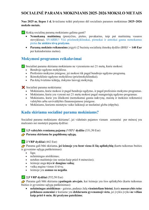Socialinės paramos priemonės Lietuvos mokiniams