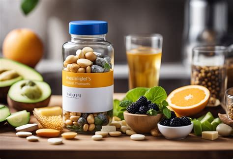 vitaminų pakuotės ir sveikų produktų išdėstymas