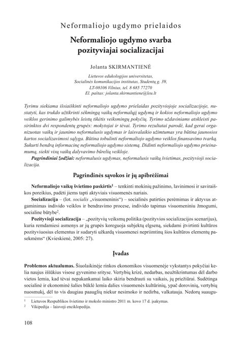 Neformaliojo ugdymo svarba