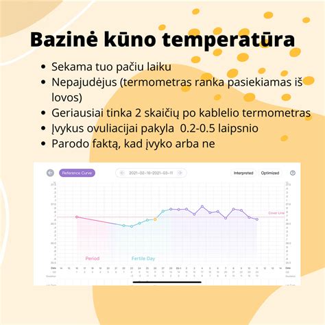 Grafikas: Bazinės kūno temperatūros pokyčiai per menstruacijų ciklą, rodantys ovuliaciją