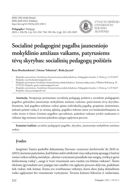 socialinė pedagoginė pagalba vaikams