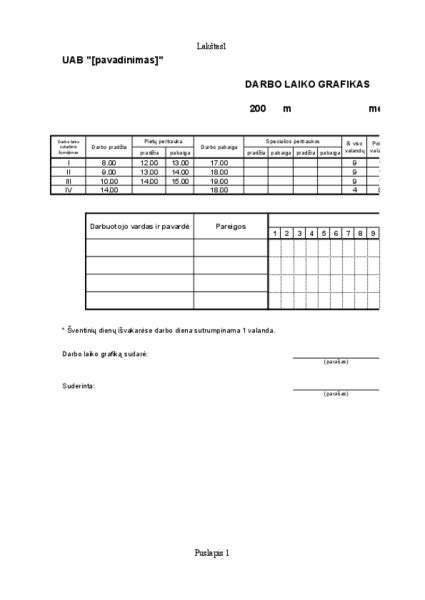 darbo laiko grafikas vaikams