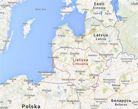 Lietuvos, Latvijos ir Estijos žemėlapis su pristatymo keliais