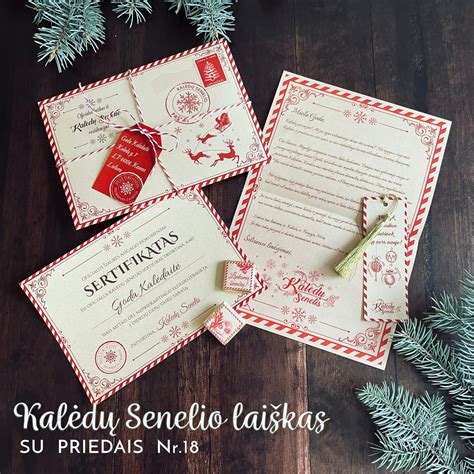 Kalėdų Senelio laiškas su voku ir antspaudu