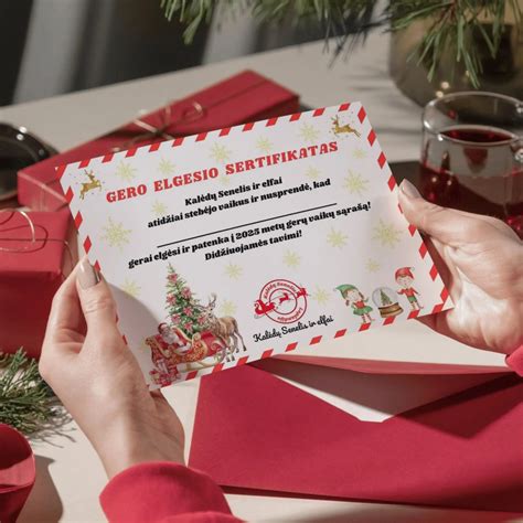 Gero elgesio sertifikatas ir Kalėdų Senelio laiškas vaikui