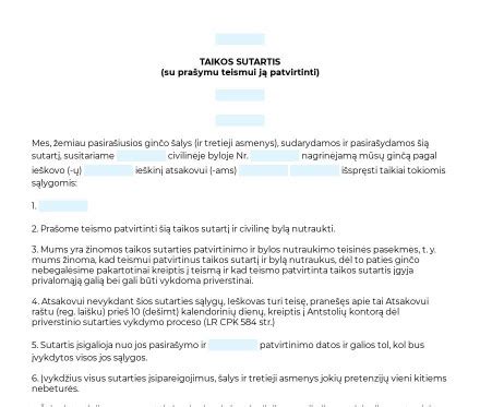 teisinės konsultacijos ir taikos sutartis