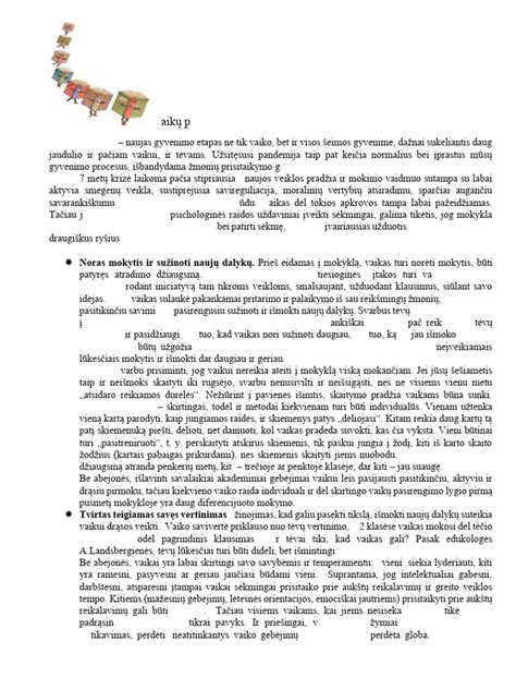 Vaikų amžius ir pasirengimas mokyklai