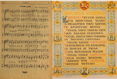 Lietuvos valstybės himno tekstas ir Vinco Kudirkos portretas