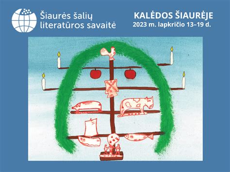 Šiaurės šalių literatūros savaitės plakatas su rusmenėmis ir žvakėmis