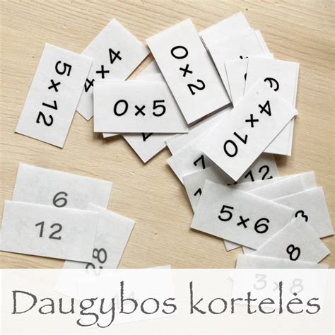 Daugybos kortelės žaidimo pavyzdys