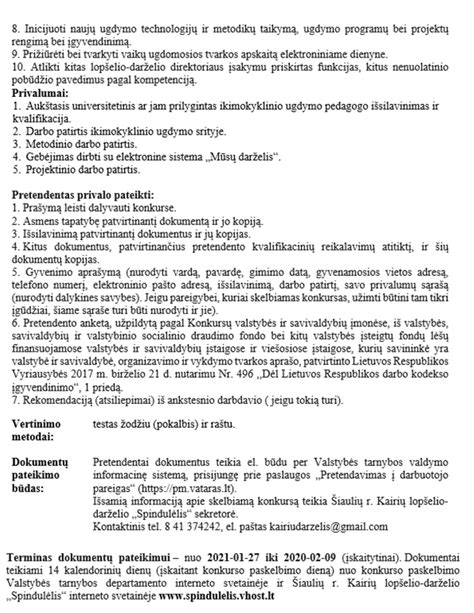 Direktoriaus pavaduotojo ugdymui atsakomybės sritys