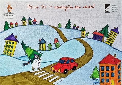 Vaikų piešiniai su gamtos motyvais (pavasaris, ruduo, žiema)