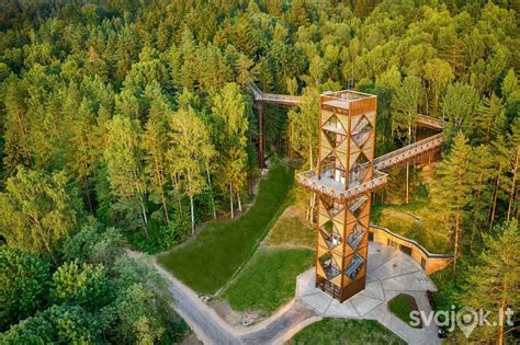 Anykščių lajų takas ir apžvalgos bokštas iš paukščio skrydžio