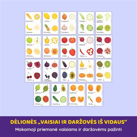 Įvairiaspalviai vaisiai ir daržovės