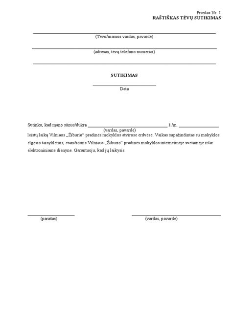 sutikimo forma vaikui keliauti