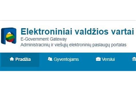 Elektroninių valdžios vartų prisijungimo puslapis