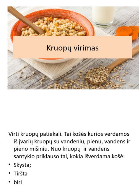 Kūdikio košės paruošimo būdų palyginimas (garinimas, virimas, kepimas)