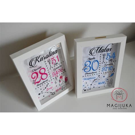 Kūdikio gimimo rėmelis su vardu ir data