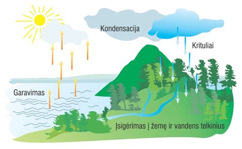 schema apie vandens apytaką gamtoje