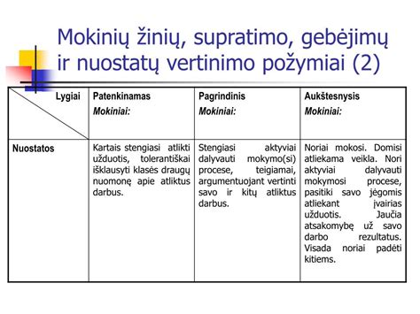 Mokinio pasiekimų vertinimo grafikas