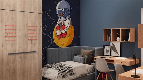 Kūrybiškas vaikų kambarys su grafitais ar piešiniais ant sienos