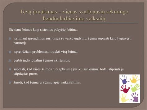 Tėvų ir vaiko bendradarbiavimo schema sprendžiant sunkumus