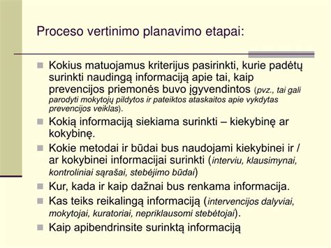 Kokybės vertinimo proceso etapai