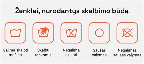 Skalbimo ženklai ant etiketės