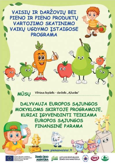 Švieži vaisiai ir daržovės, pienas ir pieno produktai