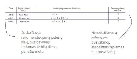 Vaisiaus judesių stebėjimo schema