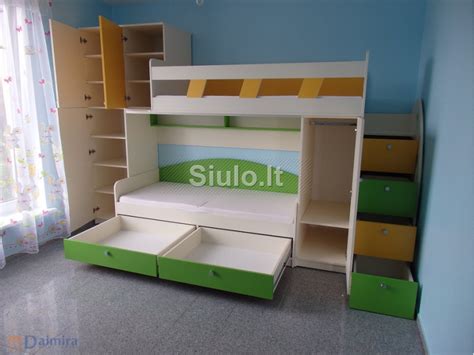 Dviaukštės vaikiškos lovos dizainas