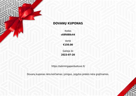 Dovanų kuponų pavyzdys