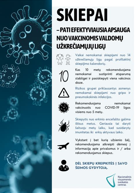 Skiepų apsauga nuo įvairių užkrečiamųjų ligų schema