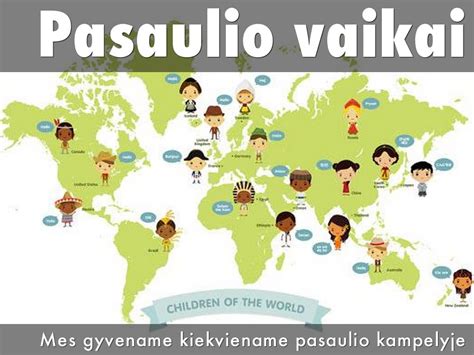 Du vaikai kalba skirtingomis kalbomis prie žemėlapio