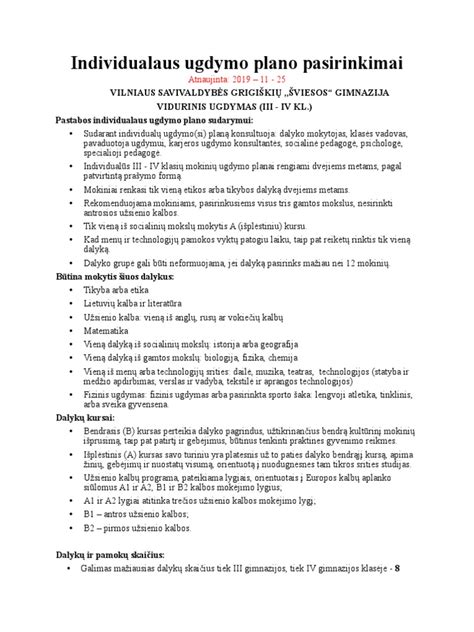 Individualaus ugdymo plano kūrimas
