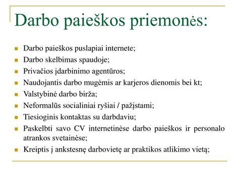 Darbo paieškos procesas internete