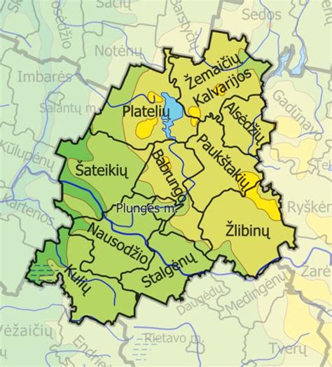 Plungės rajono seniūnijų žemėlapis