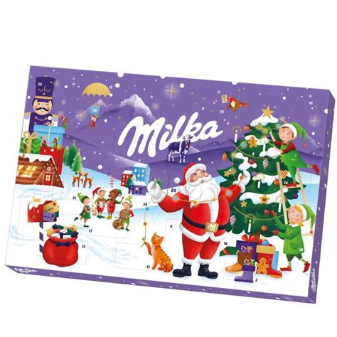 Milka advento kalendoriaus pakuotė ir šokolado gabalėlis