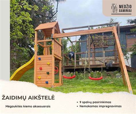 schema kaip montuojama medinė žaidimų aikštelė
