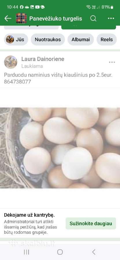 Turgavietėje parduodami naminiai kiaušiniai