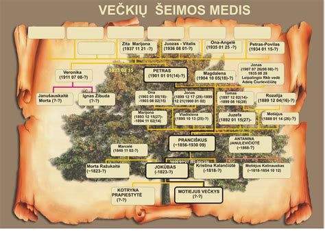 Šeimos medis su pažymėtais vėžio atvejais