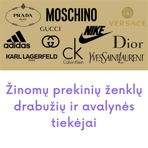Žinomų mados prekės ženklų logotipų koliažas