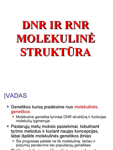 Molekulinė genetikė tiria DNR
