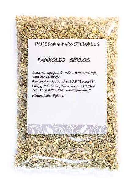 pankolio sėklos ir šviežias pankolis