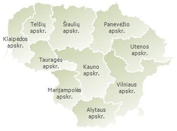 Žemėlapis: Populiarios auklių darbo vietos Lietuvoje