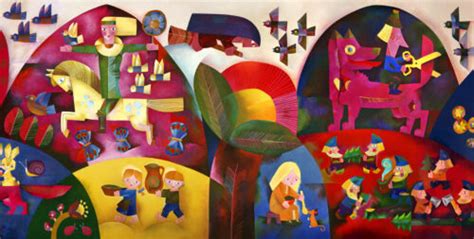 atkurtos freskos fragmentas vaikų kavinėje Nykštukas