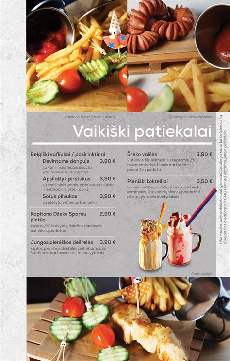 vaikiškas meniu restorane