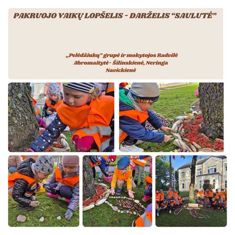 vaikų daryta lesyklėlė iš gamtinių medžiagų
